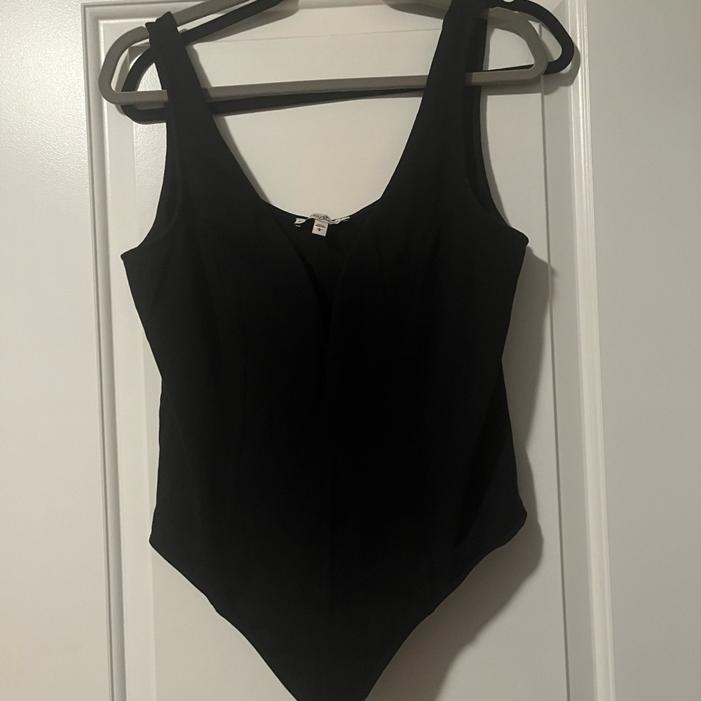 Express Black Bodysuit for women with plunging neckline